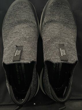 Skechers Slip-On Knit Sneakers in Charcoal and Black